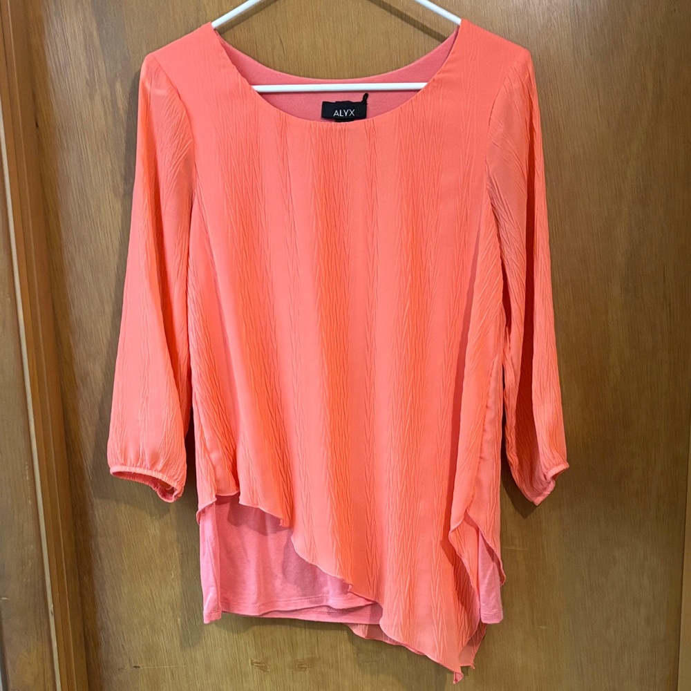 Alyx Vibrant Coral Asymmetrical Blouse